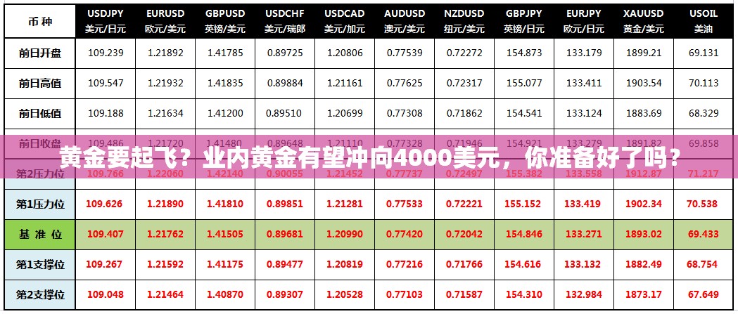 业内：黄金有望冲向4000美元