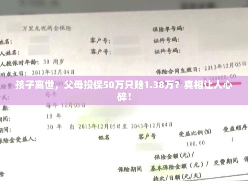 孩子离世，父母投保50万只赔1.38万？真相让人心碎！